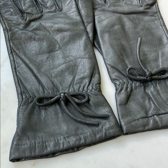 Vintage elegant gray Leather Gloves small - Picture 2 of 6